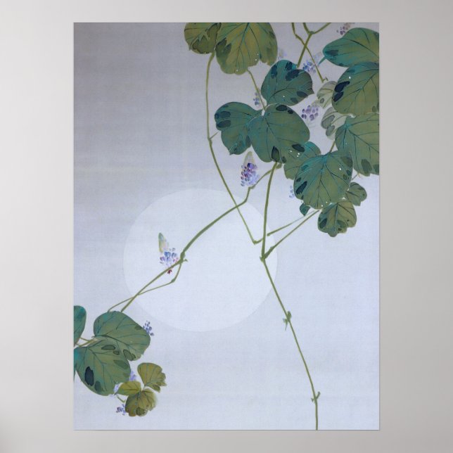 Full Moon and Kudzu Flower, Watanabe Seitei Poster (Front)