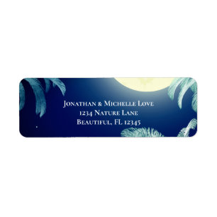 Full Moon and Palm Trees Tropical Address Return Address Label