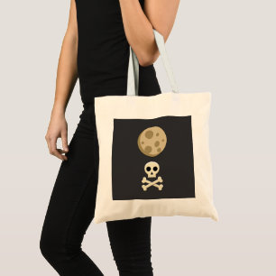 Full Moon and Skull Tote Bag