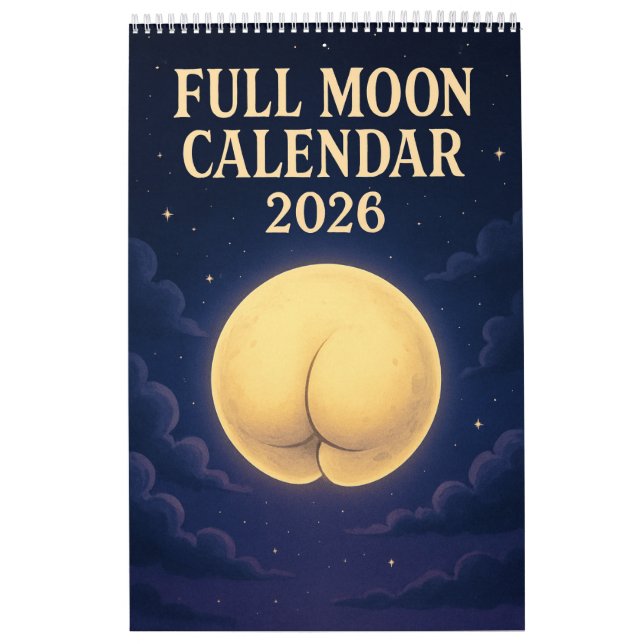 Full Moon Animals 2026 Funny Wall Calendar (Cover)