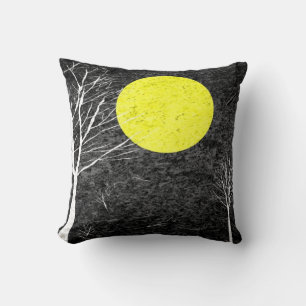 Full Moon at Night Abstract Painting Cushion