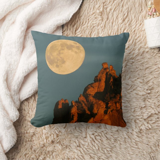 Full Moon | Basalt Cliffs Smith Rock State Park Cushion (Blanket)