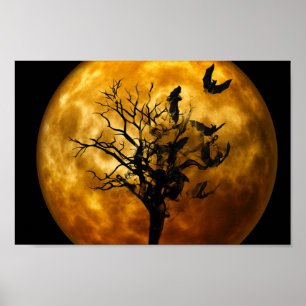 Full moon & Bats Poster