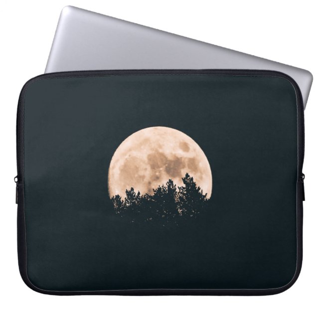 FULL MOON BEHIND A TREE SILHOUETTES LAPTOP SLEEVE (Front)