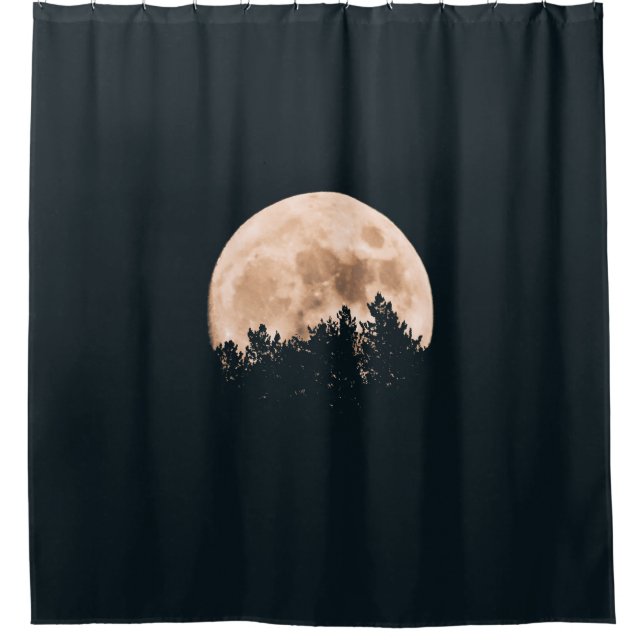 FULL MOON BEHIND A TREE SILHOUETTES SHOWER CURTAIN (Front)