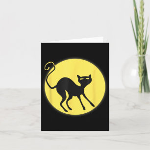 Full Moon Black Cat Happy Halloween Kitty Cartoon Card