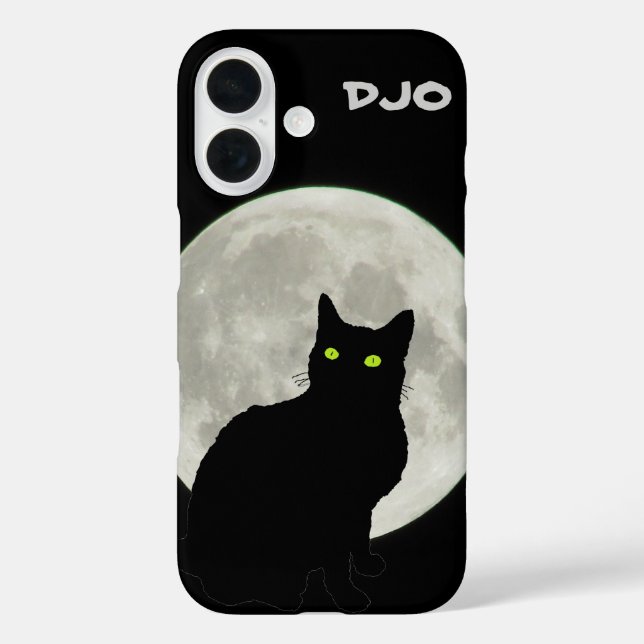Full Moon Black Cat Looking Up Case-Mate iPhone Case (Back)