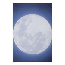 Full Moon Blue Aura Faux Wrapped Canvas Print