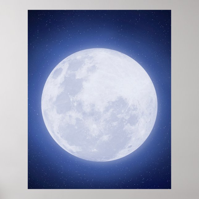 Full Moon Blue Aura Poster (Front)