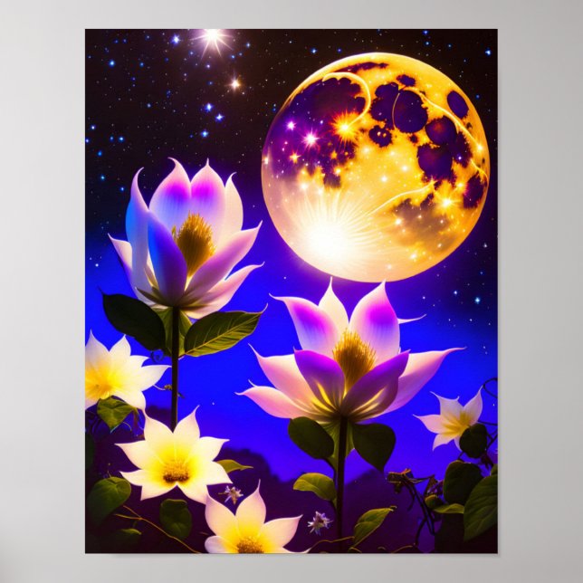 Full Moon, Bright Moon, Starry Night, Moonlight Poster (Front)