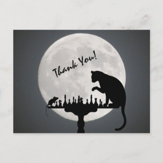 Full Moon Cat and Mouse Chess Game Thank You! Postcard