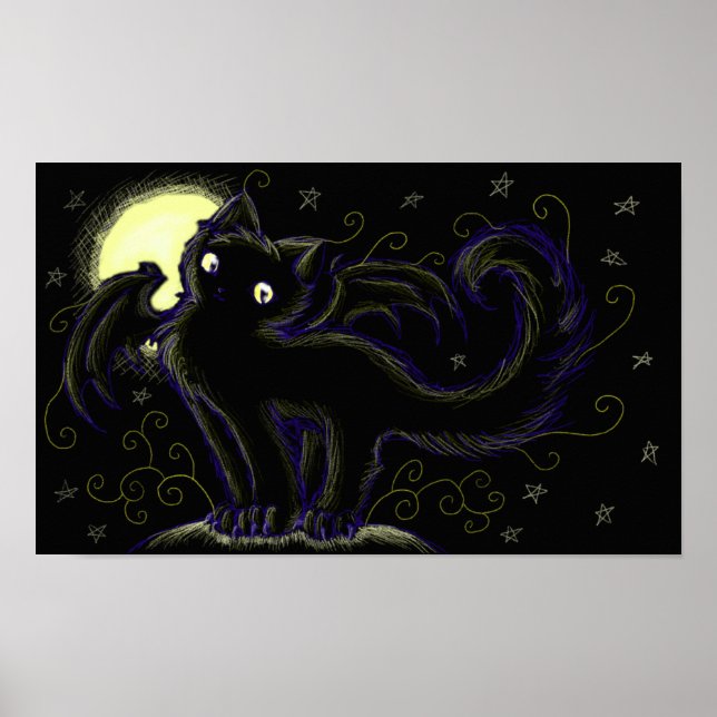 Full Moon Cats Night Poster (Front)
