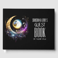 Full moon celestial black magenta starry night