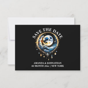 Full moon celestial luna 3D phase starry night Save The Date