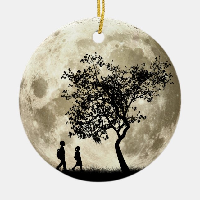 Full Moon Ceramic Tree Decoration (Front)