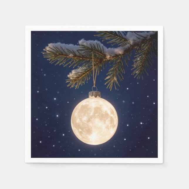 Full Moon Christmas Ornament Napkin (Front)
