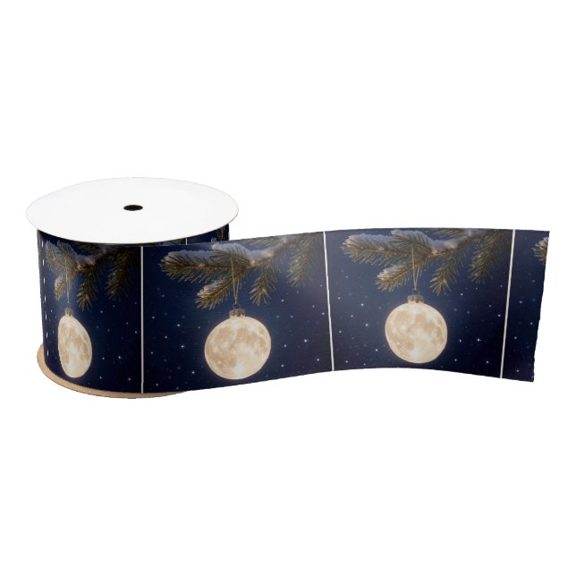 Full Moon Christmas Ornament Satin Ribbon (Spool)