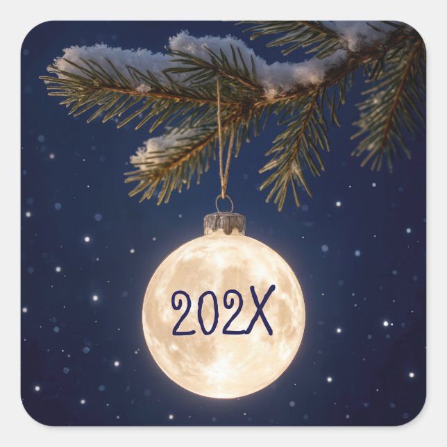 Full Moon Christmas Ornament Square Sticker (Front)