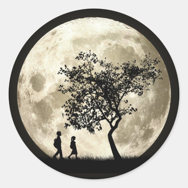 Full Moon Classic Round Sticker (Front)