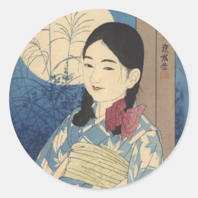 Full Moon Classic Round Sticker (Front)