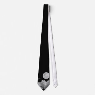 FULL MOON CLOUDS BLACK AND WHITE TIE