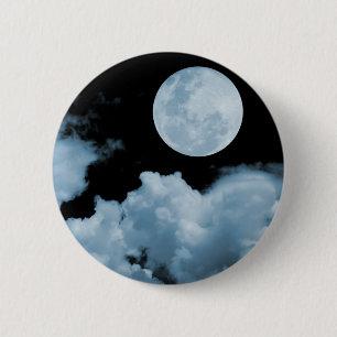 FULL MOON CLOUDS BLUE 6 CM ROUND BADGE