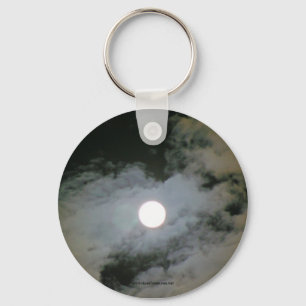 Full Moon Clouds Nature Photo Keychain Keyring