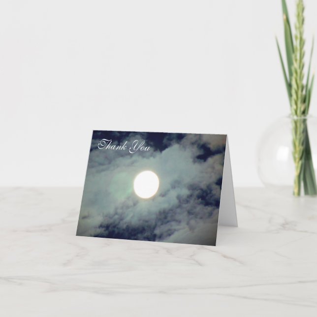 Full Moon Clouds Nature Thank You Card (Front)