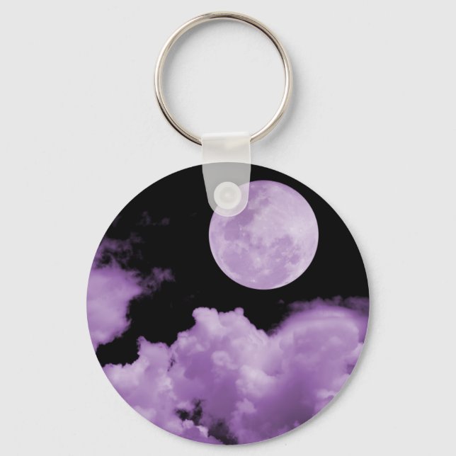 FULL MOON CLOUDS PURPLE KEY RING (Front)