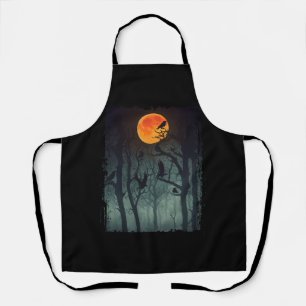Full Moon Crow Gloomy Forest Costume Awesome Hallo Apron