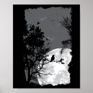 Full Moon Crow Gloomy Forest Costume Awesome Hallo Poster