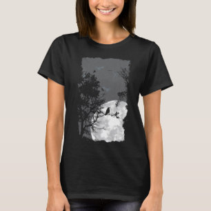 Full Moon Crow Gloomy Forest Costume Awesome Hallo T-Shirt