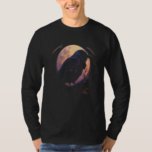 Full Moon Crow Raven Flying Bird Halloween 1 T-Shirt