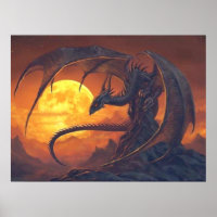 Full Moon Dragon Fantasy Poster