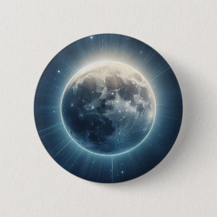 Full Moon Eclipse White Glow 6 Cm Round Badge