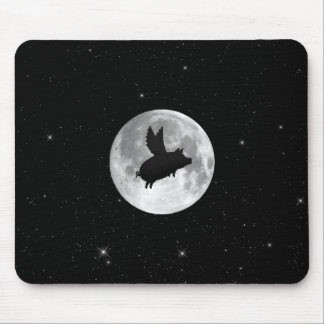 full moon flying pig mouse pad