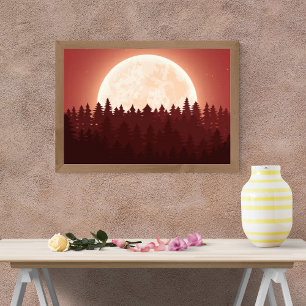 Full Moon Forest Night: A Serene Landscape Photo Print