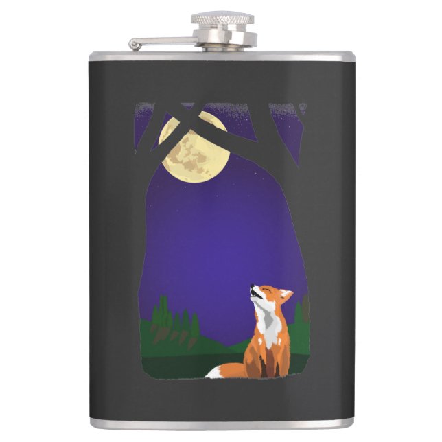 Full moon fox hip flask (Front)