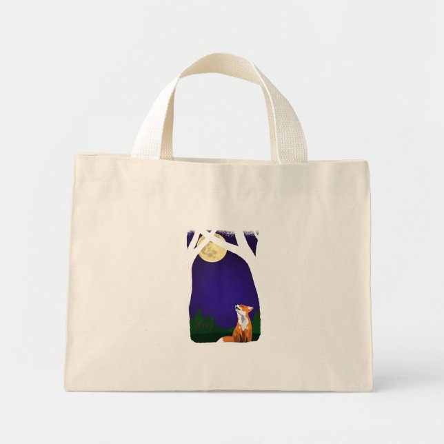 Full moon fox  mini tote bag (Front)