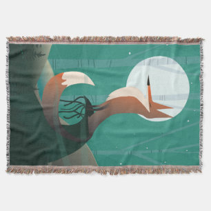 Full Moon Foxy Throw Blanket
