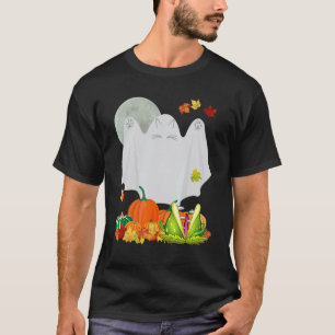 Full Moon Garden Fall Harvest Halloween Cute Ghost T-Shirt