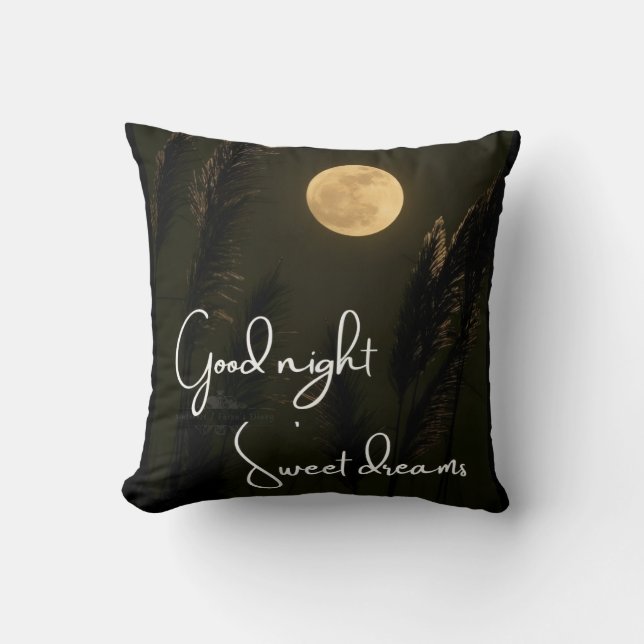 ​Full Moon Good Night Sweet Dreams Black Throw Pi Cushion (Front)