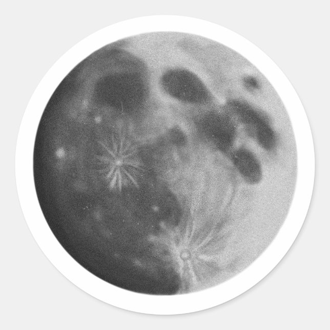 Full Moon Grey Graphic Art Classic Round Sticker (Front)