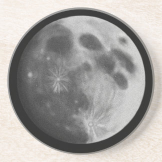 Full Moon Grey Graphic Sandstone Coaster