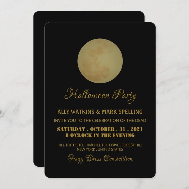 Full Moon, Halloween Party Invitation (Front/Back)