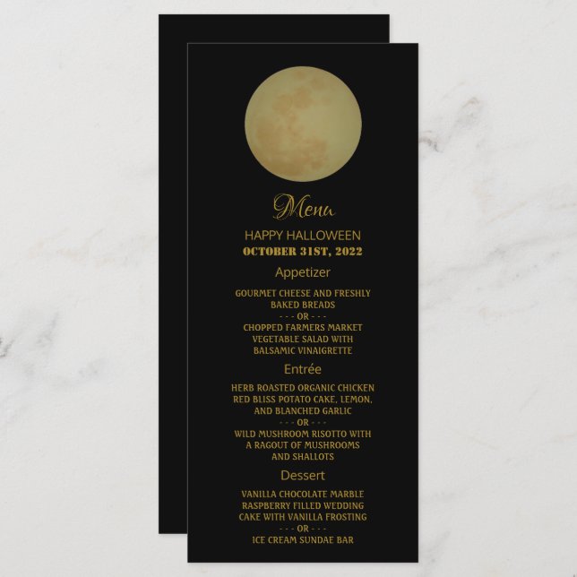 Full Moon, Halloween Party Menu (Front/Back)