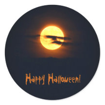 Full moon Halloween stickers