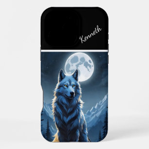 Full Moon Highlights Howling Wolf iPhone 16 Pro Max Case