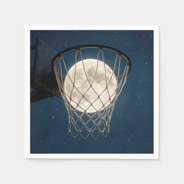 Full Moon In a Basketball Net Napkin (Front)