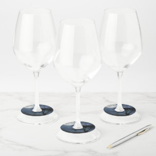 Full Moon in a Starry Sky Wine Glass Tag